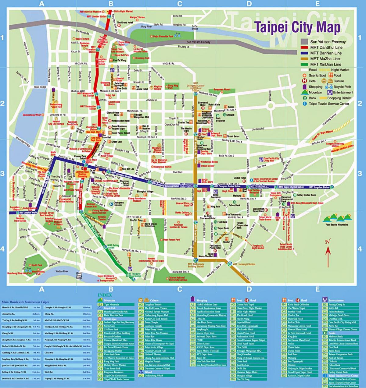 خريطة مدينة تايبيه السياحية