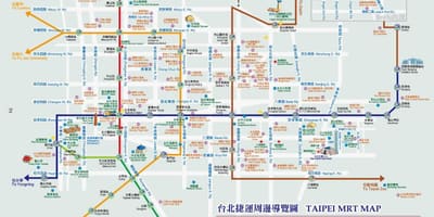 تايوان mrt الخريطة مع الجذب السياحي